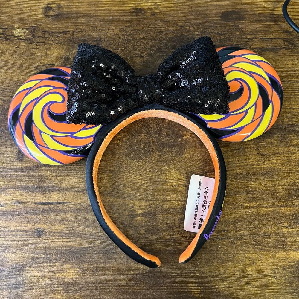 Disney Halloween Swirl Headband with Black Sequin Bow